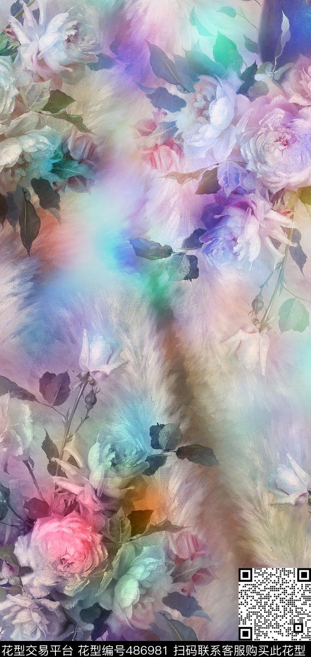 动物纹花卉油画数码印花华亿平台下载（图片编号: 486981） - 瓦栏（Walan）