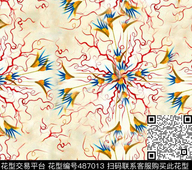 几何线条思维导图插花艺术数码印花华亿平台下载（图片编号: 487013） - 瓦栏（Walan）