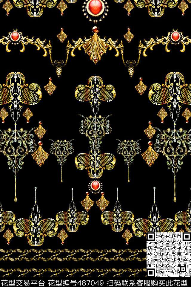 复古欧式宫廷数码印花华亿平台下载（图片编号: 487049） - 瓦栏（Walan）