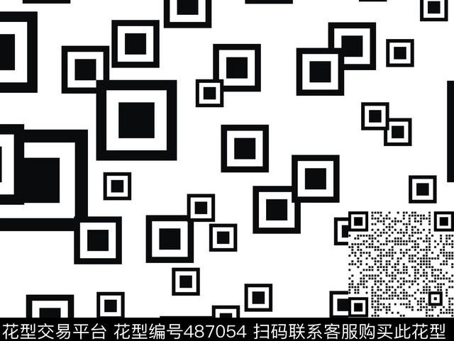 方格黑白不规则传统印花华亿平台下载（图片编号: 487054） - 瓦栏（Walan）