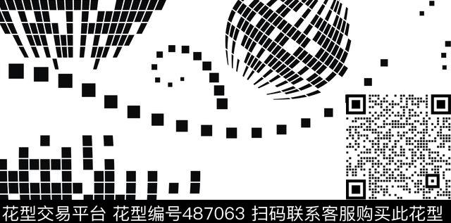 方格黑白拼图传统印花华亿平台下载（图片编号: 487063） - 瓦栏（Walan）