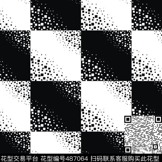 方格黑白渐变传统印花华亿平台下载（图片编号: 487064） - 瓦栏（Walan）