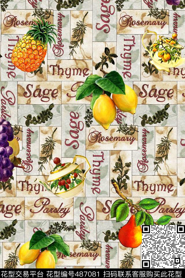 抽象几何格子数码印花华亿平台下载（图片编号: 487081） - 瓦栏（Walan）