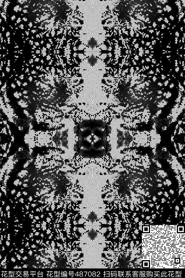 抽象马赛克豹子数码印花华亿平台下载（图片编号: 487082） - 瓦栏（Walan）