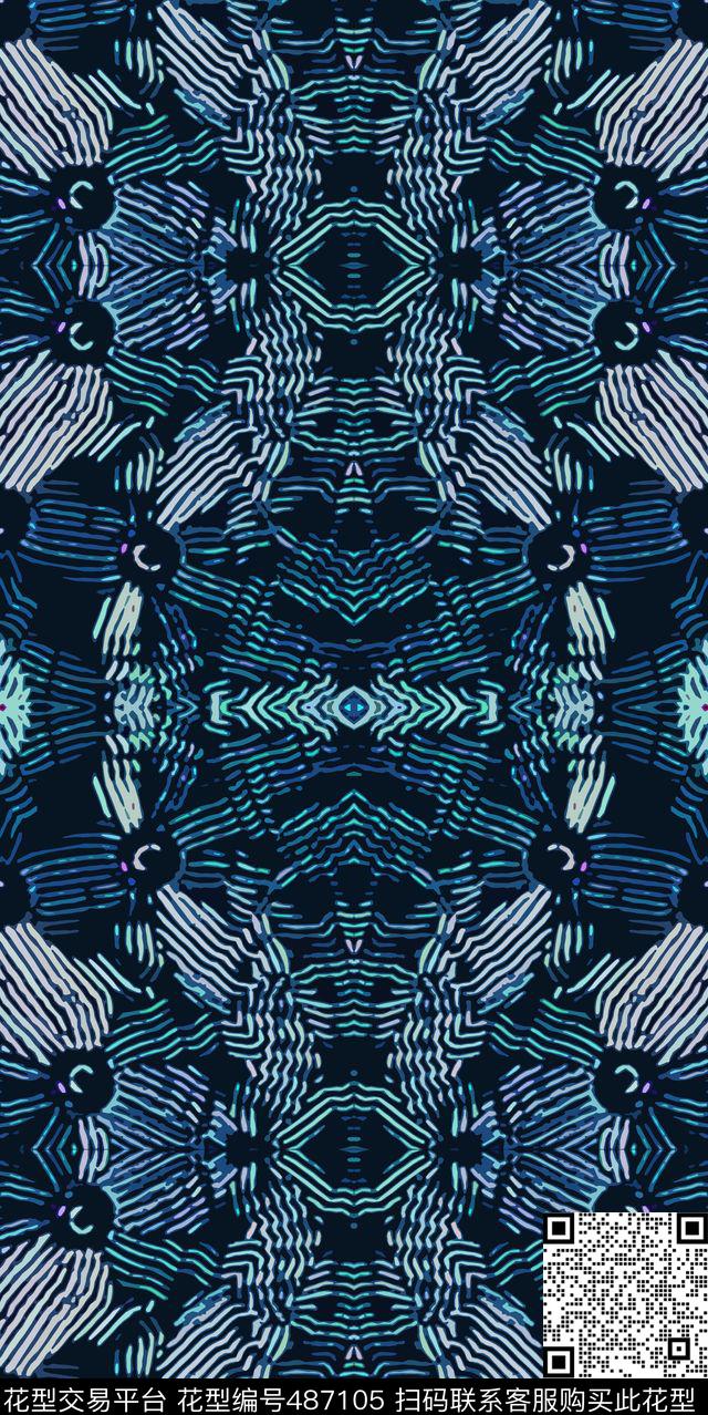 抽象条纹格子数码印花华亿平台下载（图片编号: 487105） - 瓦栏（Walan）