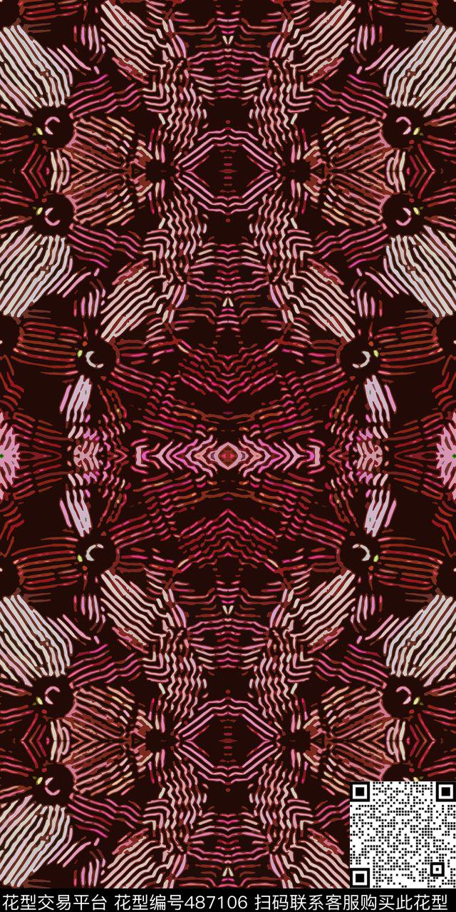 抽象条纹格子数码印花华亿平台下载（图片编号: 487106） - 瓦栏（Walan）