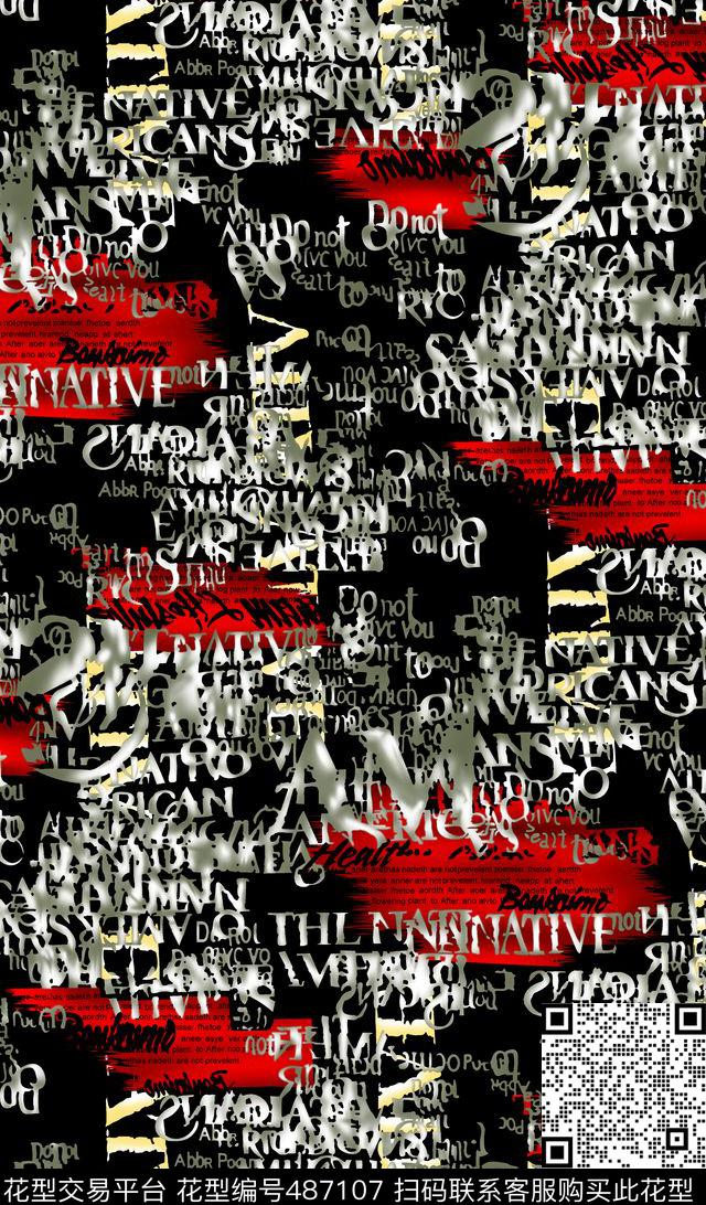 线条格子定位花数码印花华亿平台下载（图片编号: 487107） - 瓦栏（Walan）