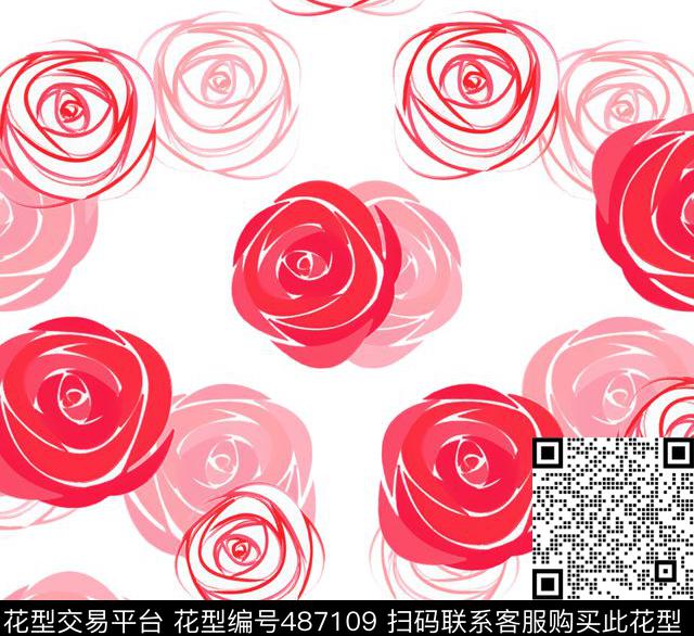 写意花朵简约数码印花华亿平台下载（图片编号: 487109） - 瓦栏（Walan）