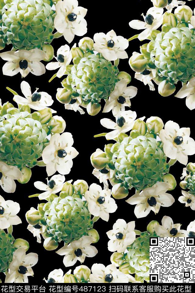 花卉潮流大牌多肉植物数码印花华亿平台下载（图片编号: 487123） - 瓦栏（Walan）