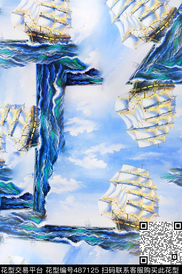 女装潮流时尚大牌欧式油画风景数码印花华亿平台下载（图片编号: 487125） - 瓦栏（Walan）