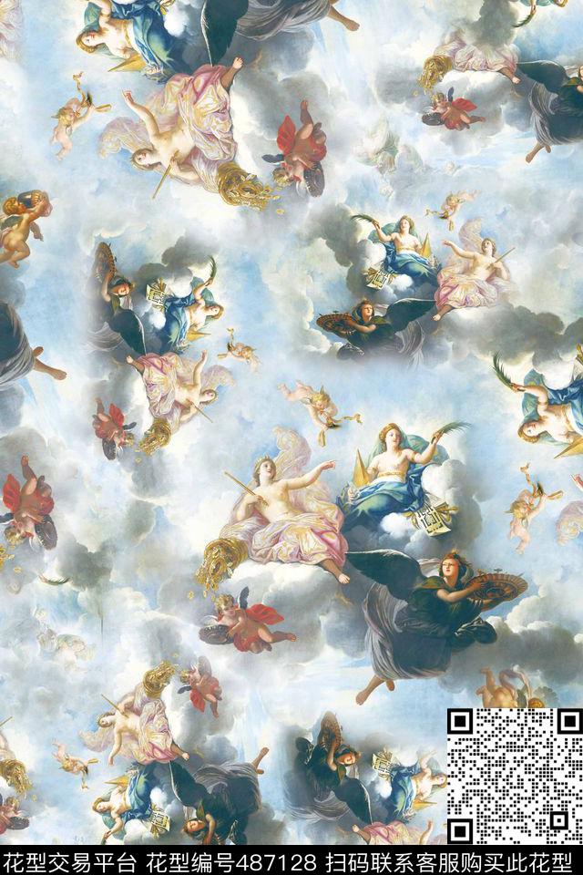 女装欧式油画人物数码印花华亿平台下载（图片编号: 487128） - 瓦栏（Walan）