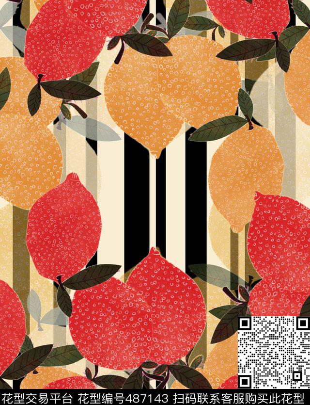 休闲梨子条纹数码印花华亿平台下载（图片编号: 487143） - 瓦栏（Walan）