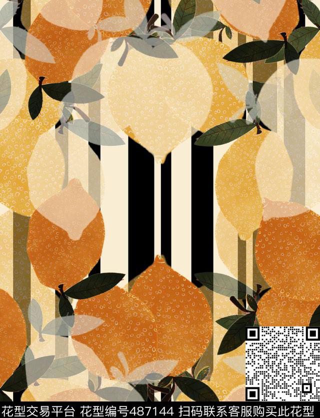 休闲梨子条纹数码印花华亿平台下载（图片编号: 487144） - 瓦栏（Walan）