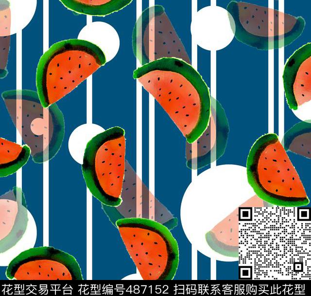 几何水果休闲数码印花华亿平台下载（图片编号: 487152） - 瓦栏（Walan）