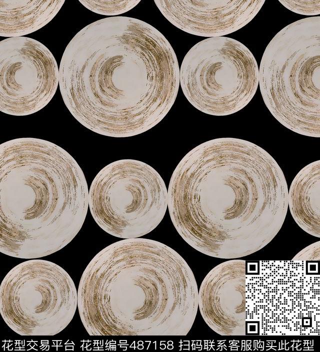 复古圆圈几何数码印花华亿平台下载（图片编号: 487158） - 瓦栏（Walan）