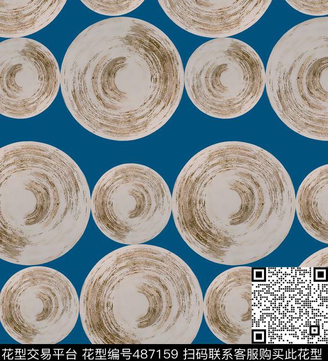 复古圆圈几何数码印花华亿平台下载（图片编号: 487159） - 瓦栏（Walan）