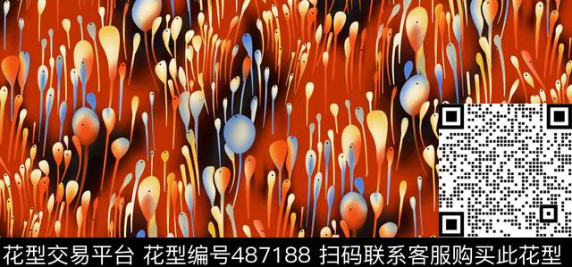 线条格子定位花数码印花华亿平台下载（图片编号: 487188） - 瓦栏（Walan）