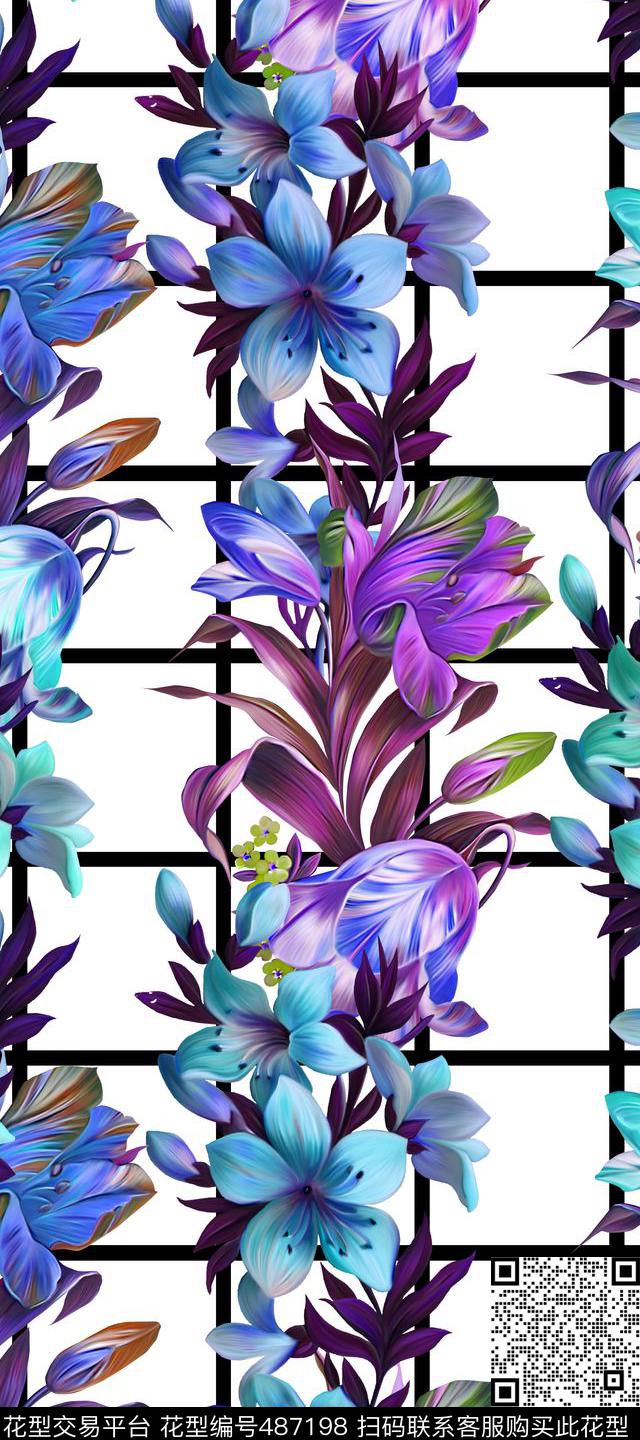 时尚格子亮丽数码印花华亿平台下载（图片编号: 487198） - 瓦栏（Walan）