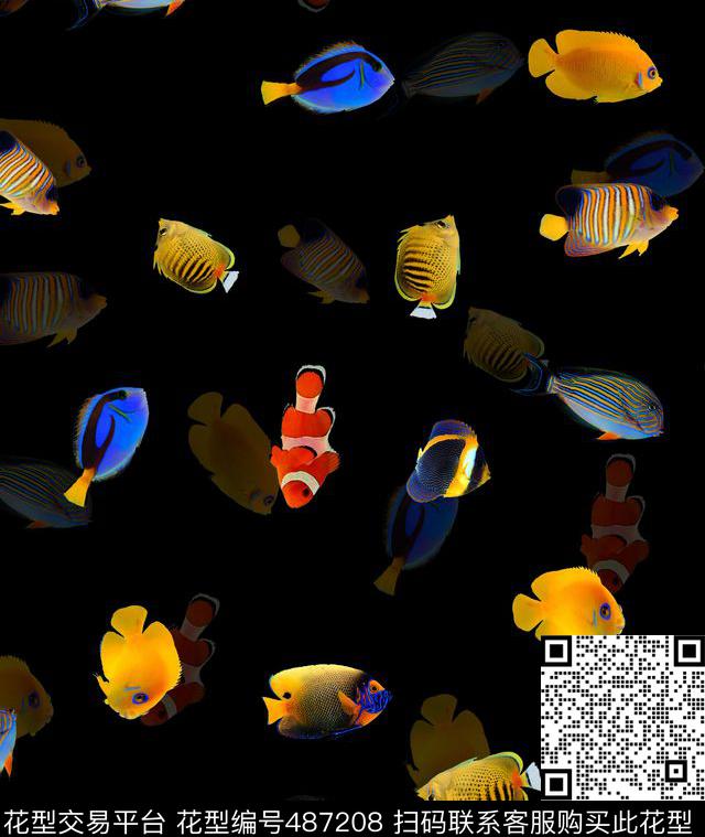 潮流复古海洋数码印花华亿平台下载（图片编号: 487208） - 瓦栏（Walan）