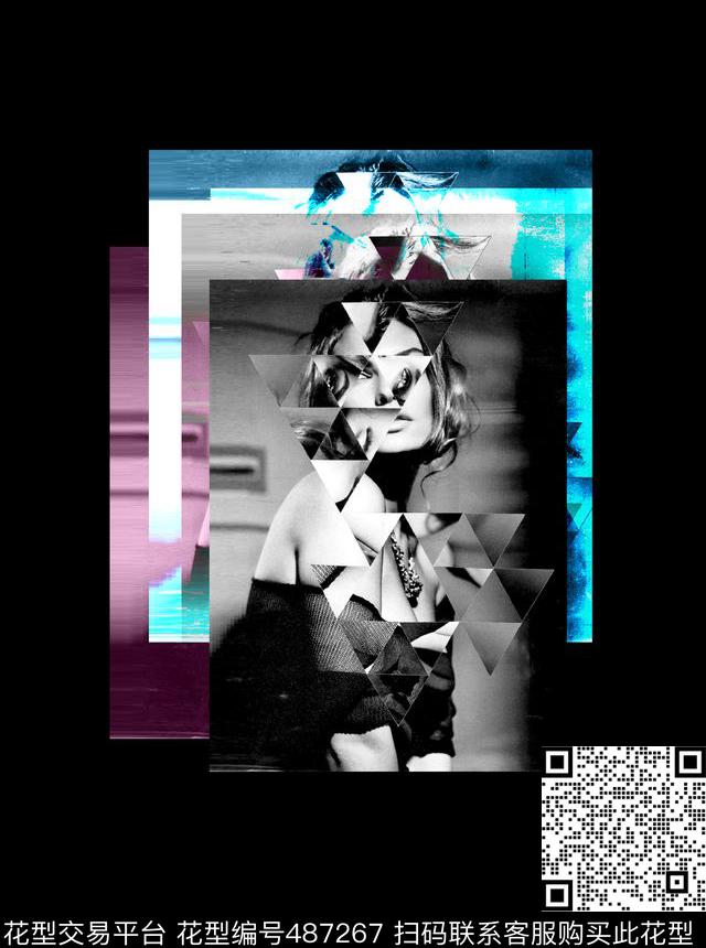 拼贴人像纪梵希2016春夏数码印花华亿平台下载（图片编号: 487267） - 瓦栏（Walan）
