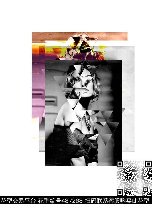 拼贴人像纪梵希2016春夏数码印花华亿平台下载（图片编号: 487268） - 瓦栏（Walan）