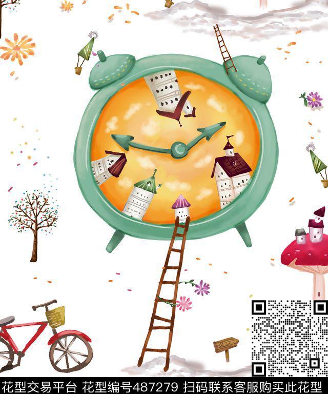 涂鸦彩绘清新数码印花华亿平台下载（图片编号: 487279） - 瓦栏（Walan）