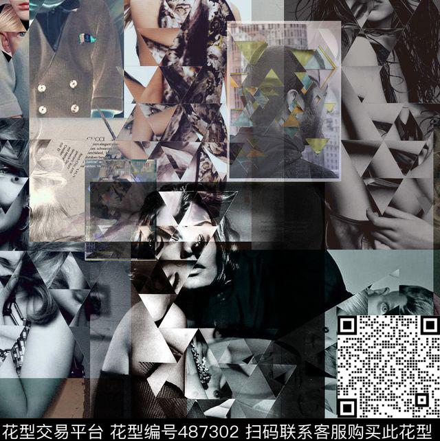 纪梵希头像拼贴匹布数码印花华亿平台下载（图片编号: 487302） - 瓦栏（Walan）