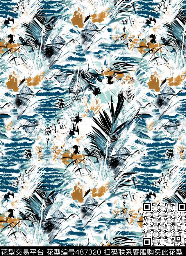 几何字母线条数码印花华亿平台下载（图片编号: 487320） - 瓦栏（Walan）