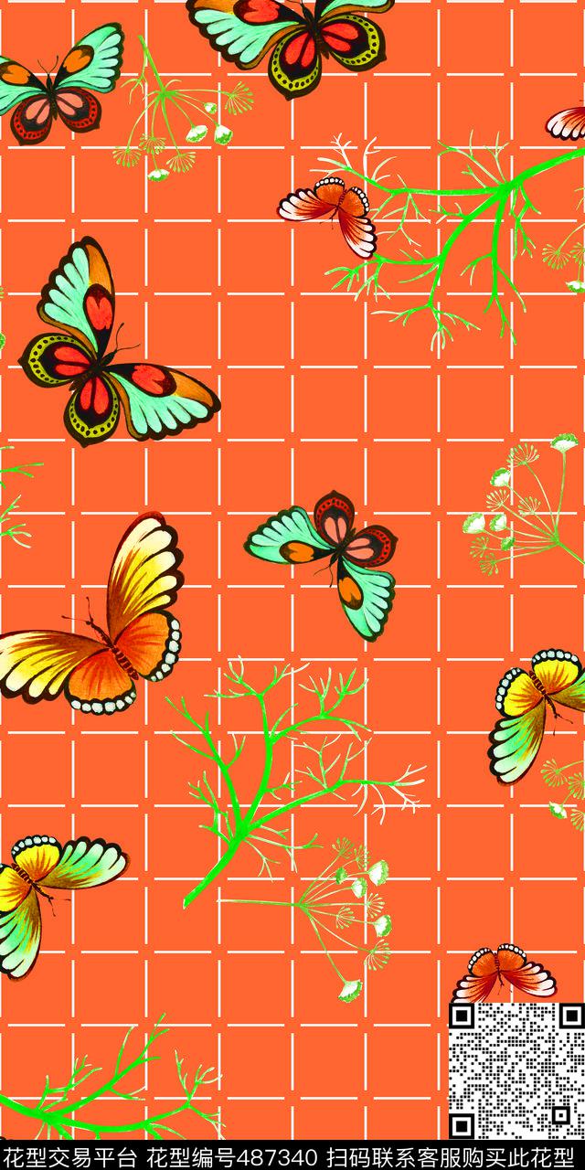 满版华亿平台手绘蝴蝶童装数码印花华亿平台下载（图片编号: 487340） - 瓦栏（Walan）