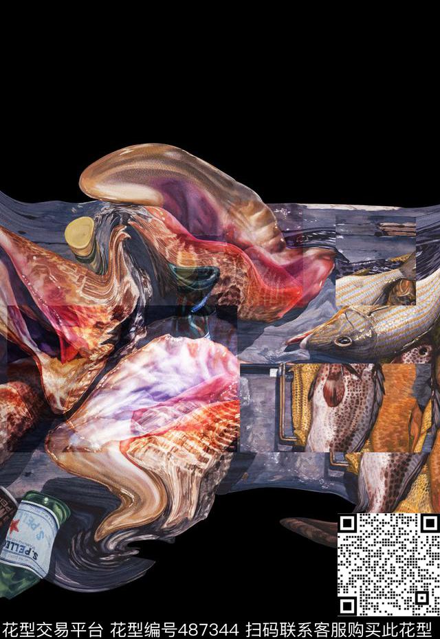 潮流时尚个性秋冬男装美术插画数码印花华亿平台下载（图片编号: 487344） - 瓦栏（Walan）