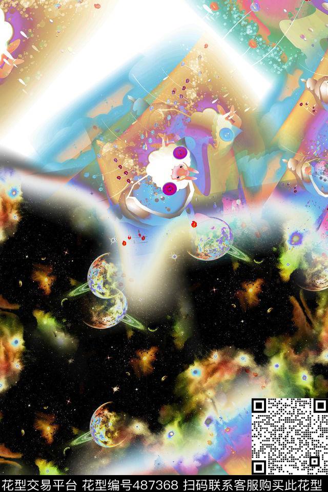 大牌时尚星空数码印花华亿平台下载（图片编号: 487368） - 瓦栏（Walan）