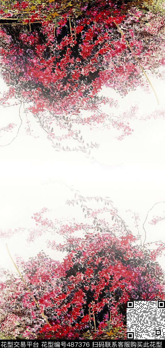 田园风花卉水彩画数码印花华亿平台下载（图片编号: 487376） - 瓦栏（Walan）