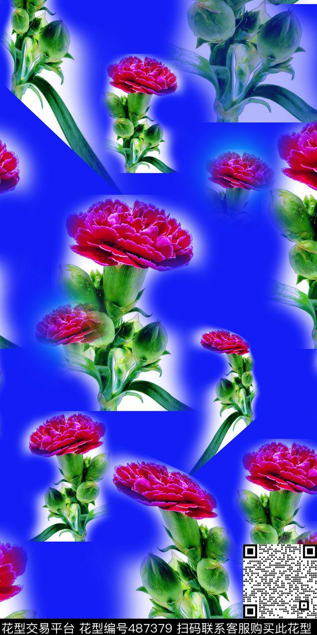 花卉绿叶中国风数码印花华亿平台下载（图片编号: 487379） - 瓦栏（Walan）