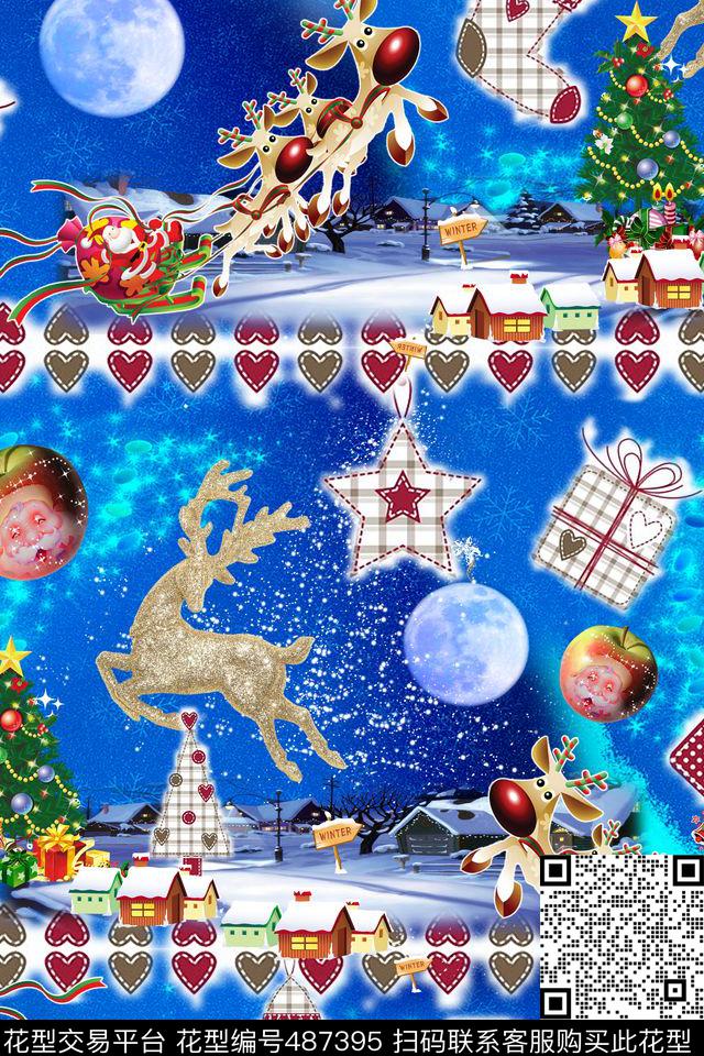 房子苹果圣诞老人数码印花华亿平台下载（图片编号: 487395） - 瓦栏（Walan）