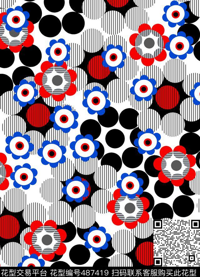 几何字母线条数码印花华亿平台下载（图片编号: 487419） - 瓦栏（Walan）