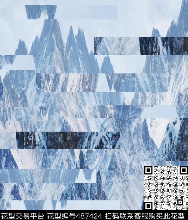 潮流时尚男装华亿平台山风景朦胧山数码印花华亿平台下载（图片编号: 487424） - 瓦栏（Walan）