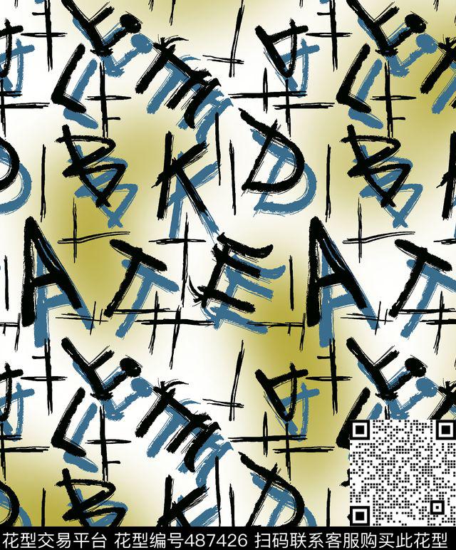 几何字母线条数码印花华亿平台下载（图片编号: 487426） - 瓦栏（Walan）
