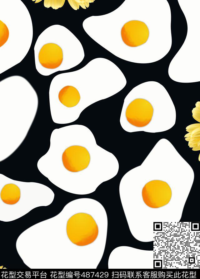 休闲可爱鸡蛋雏菊数码印花华亿平台下载（图片编号: 487429） - 瓦栏（Walan）