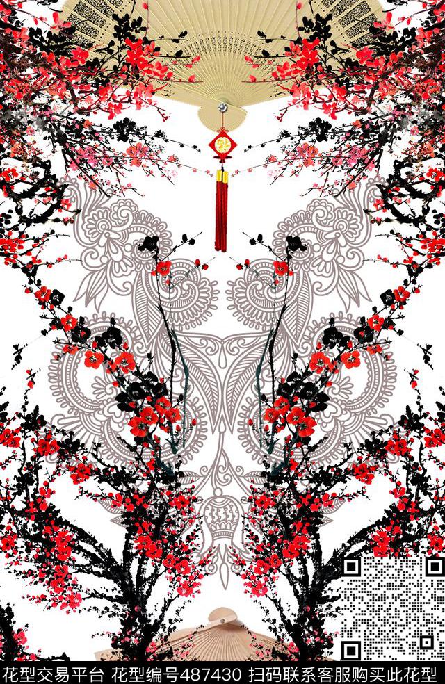 定位流行时尚梅花数码印花华亿平台下载（图片编号: 487430） - 瓦栏（Walan）