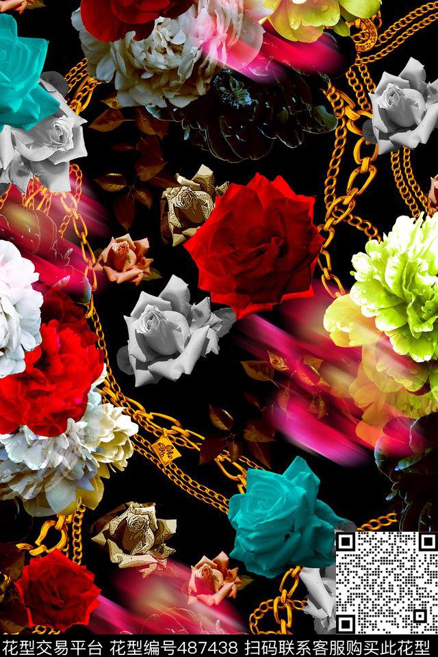 复古花卉大牌女装数码印花华亿平台下载（图片编号: 487438） - 瓦栏（Walan）