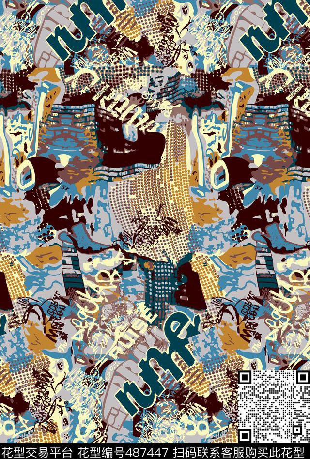 几何字母线条数码印花华亿平台下载（图片编号: 487447） - 瓦栏（Walan）