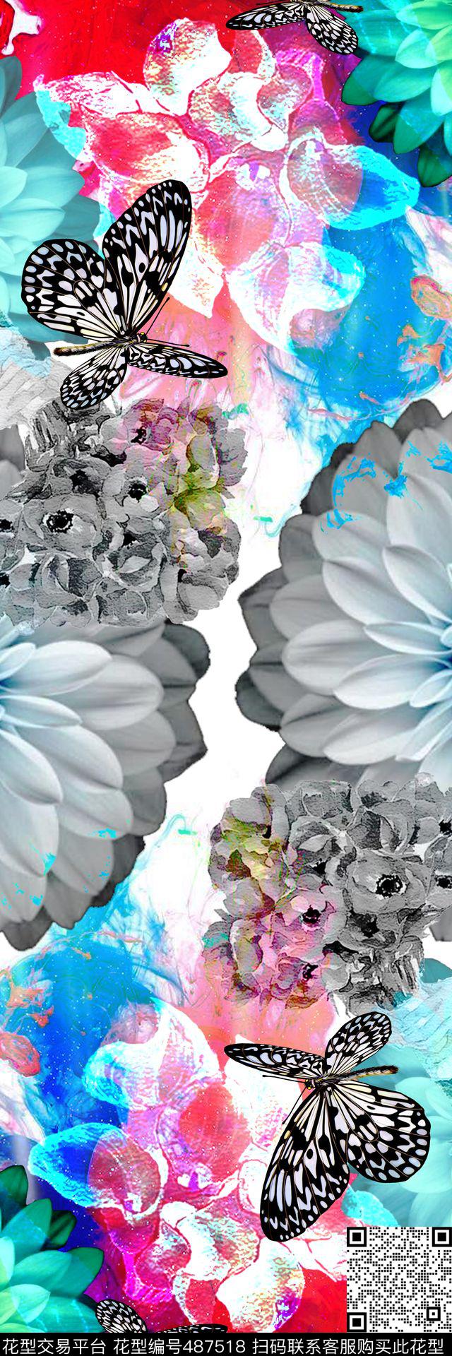 长裙抽象创意服装面料数码印花华亿平台下载（图片编号: 487518） - 瓦栏（Walan）