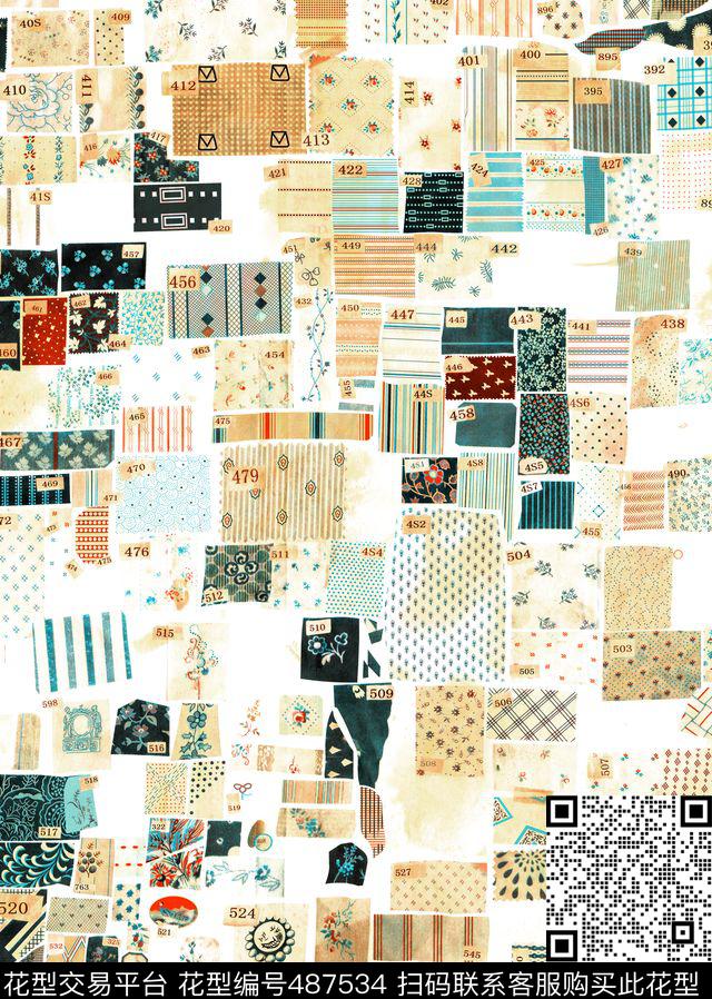 几何字母线条数码印花华亿平台下载（图片编号: 487534） - 瓦栏（Walan）