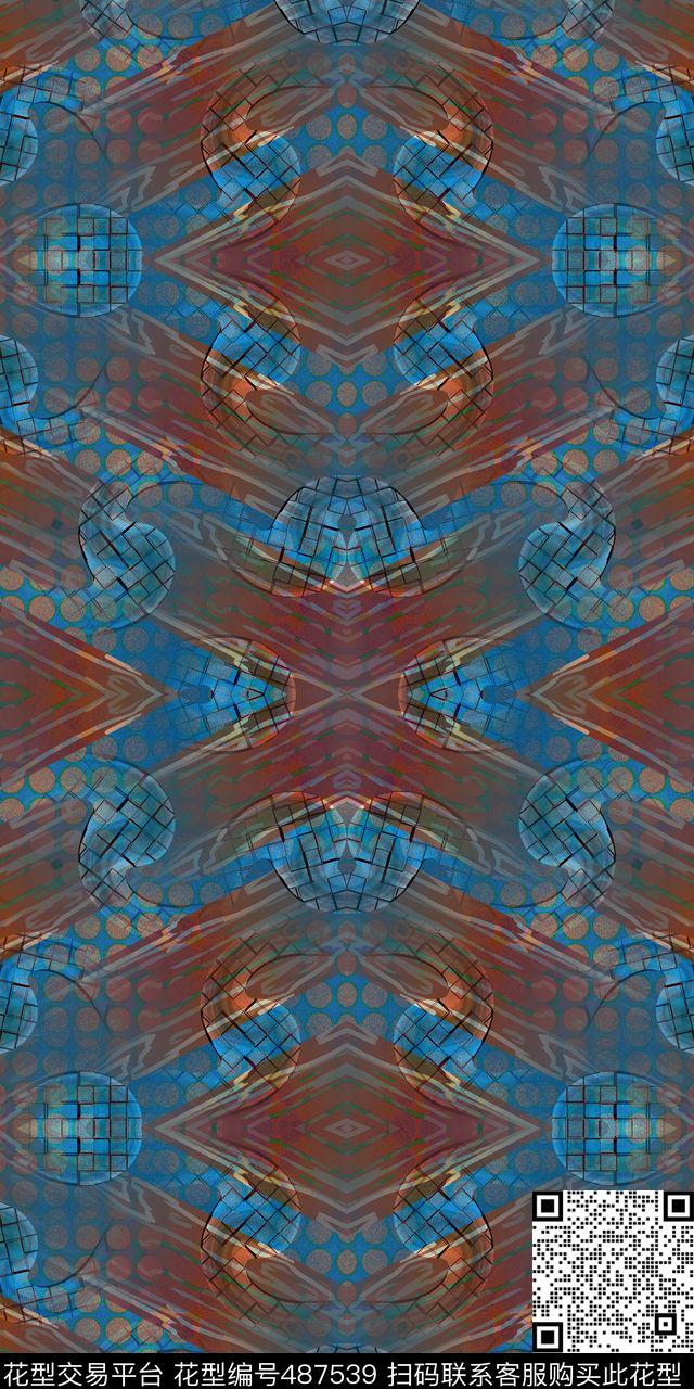 抽象几何格子数码印花华亿平台下载（图片编号: 487539） - 瓦栏（Walan）