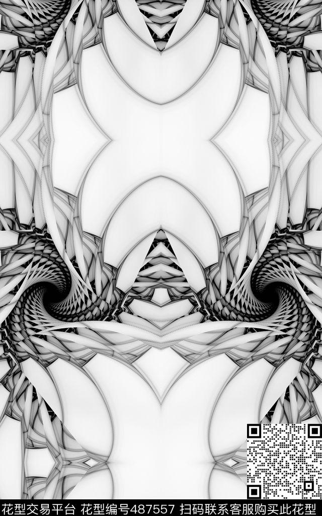 3D几何复古夹克数码印花华亿平台下载（图片编号: 487557） - 瓦栏（Walan）