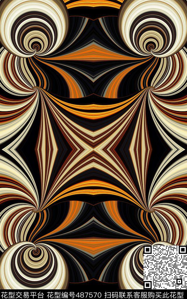 3D几何复古夹克数码印花华亿平台下载（图片编号: 487570） - 瓦栏（Walan）