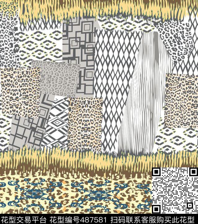 几何线条格子数码印花华亿平台下载（图片编号: 487581） - 瓦栏（Walan）