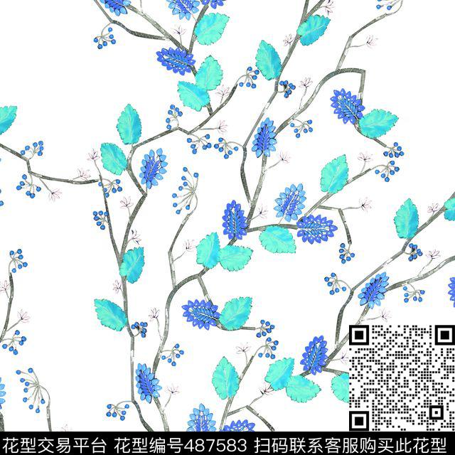 时尚连枝小碎花数码印花华亿平台下载（图片编号: 487583） - 瓦栏（Walan）