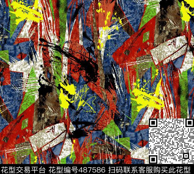 几何线条格子数码印花华亿平台下载（图片编号: 487586） - 瓦栏（Walan）