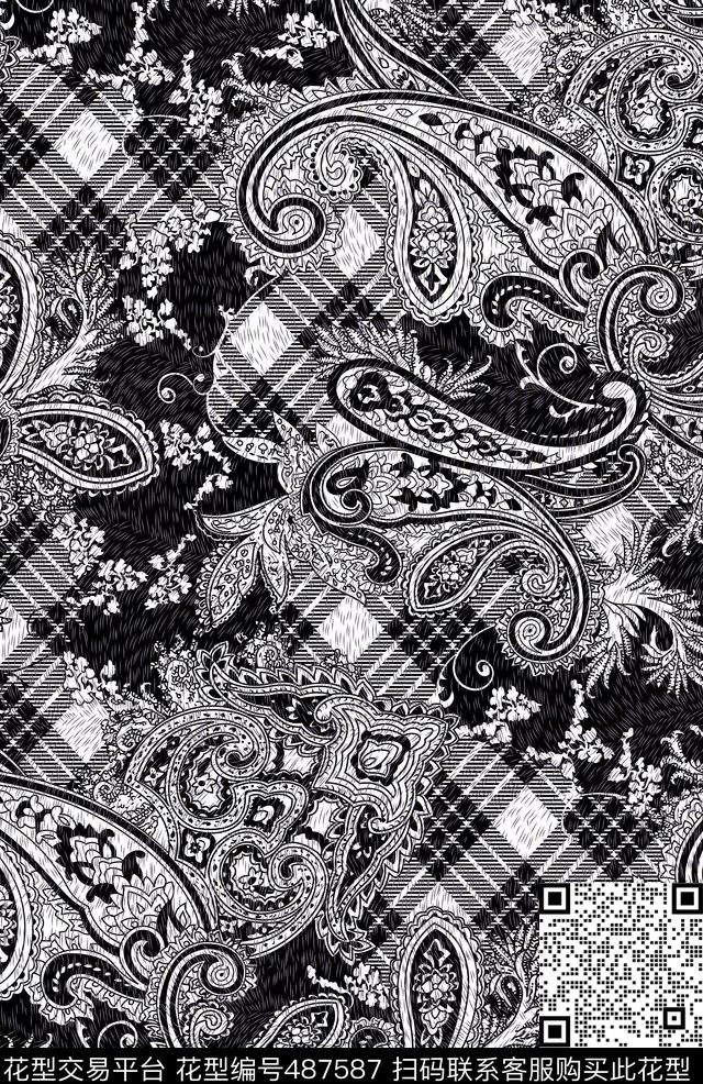 几何线条格子数码印花华亿平台下载（图片编号: 487587） - 瓦栏（Walan）